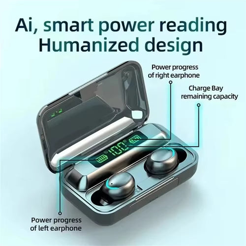 9D Stereo F9 Sport Bluetooth Headphones High Bass Earphones Handfree Touch Control Tws Wireless Earbuds Waterproof Headset